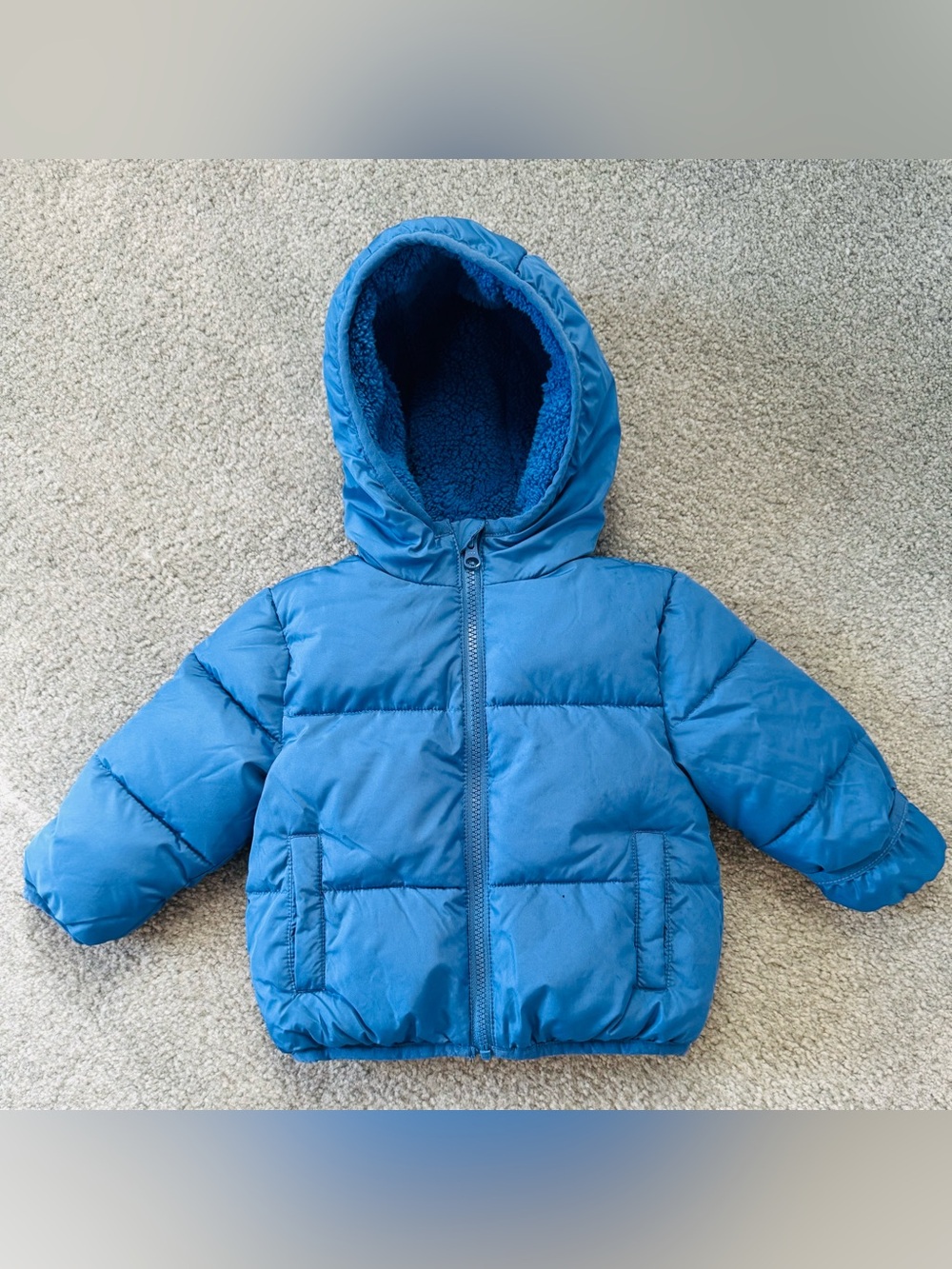 Kids Blue Puffer Jacket with Hood Size 18 Mths